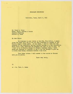 [Letter from I. H. Kempner to Homer L. Bruce, April 9, 1953]