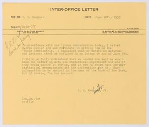 [Letter from I. H. Kempner, Jr. to I. H. Kempner, June 10, 1953]