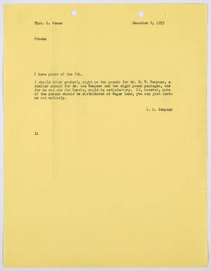 [Letter from I. H. Kempner to Thos. L. James, December 8, 1953]