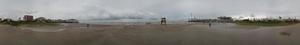 Panoramic image of Galveston Beach and the Gulf of Mexico