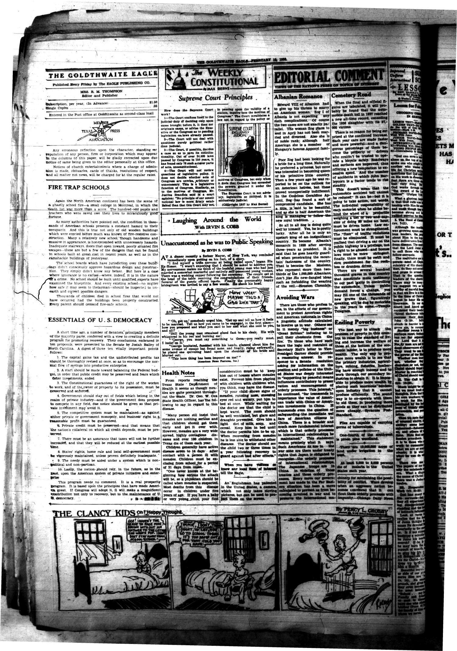 The Goldthwaite Eagle (Goldthwaite, Tex.), Vol. [44], No. 18, Ed. 1 Friday, February 18, 1938
                                                
                                                    [Sequence #]: 6 of 8
                                                