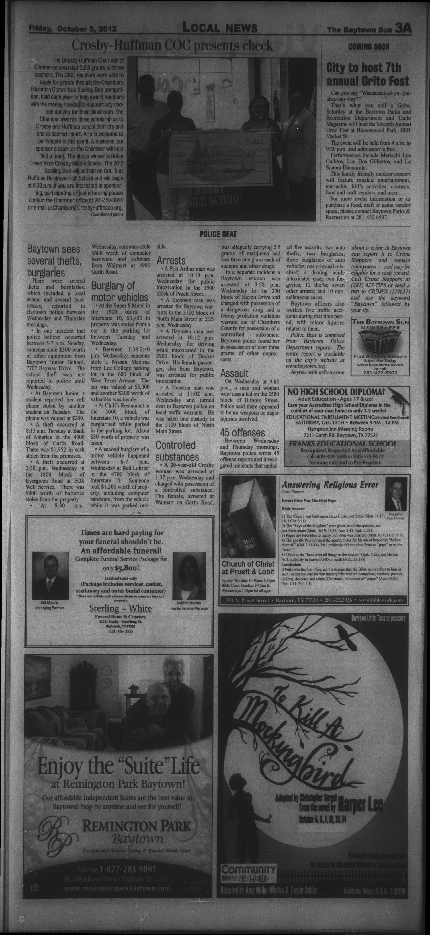 The Baytown Sun (Baytown, Tex.), Vol. 92, No. 199, Ed. 1 Friday, October 5, 2012
                                                
                                                    [Sequence #]: 3 of 12
                                                