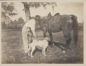 Primary view of object titled '[Frank Feild with a Dog and a Horse]'.