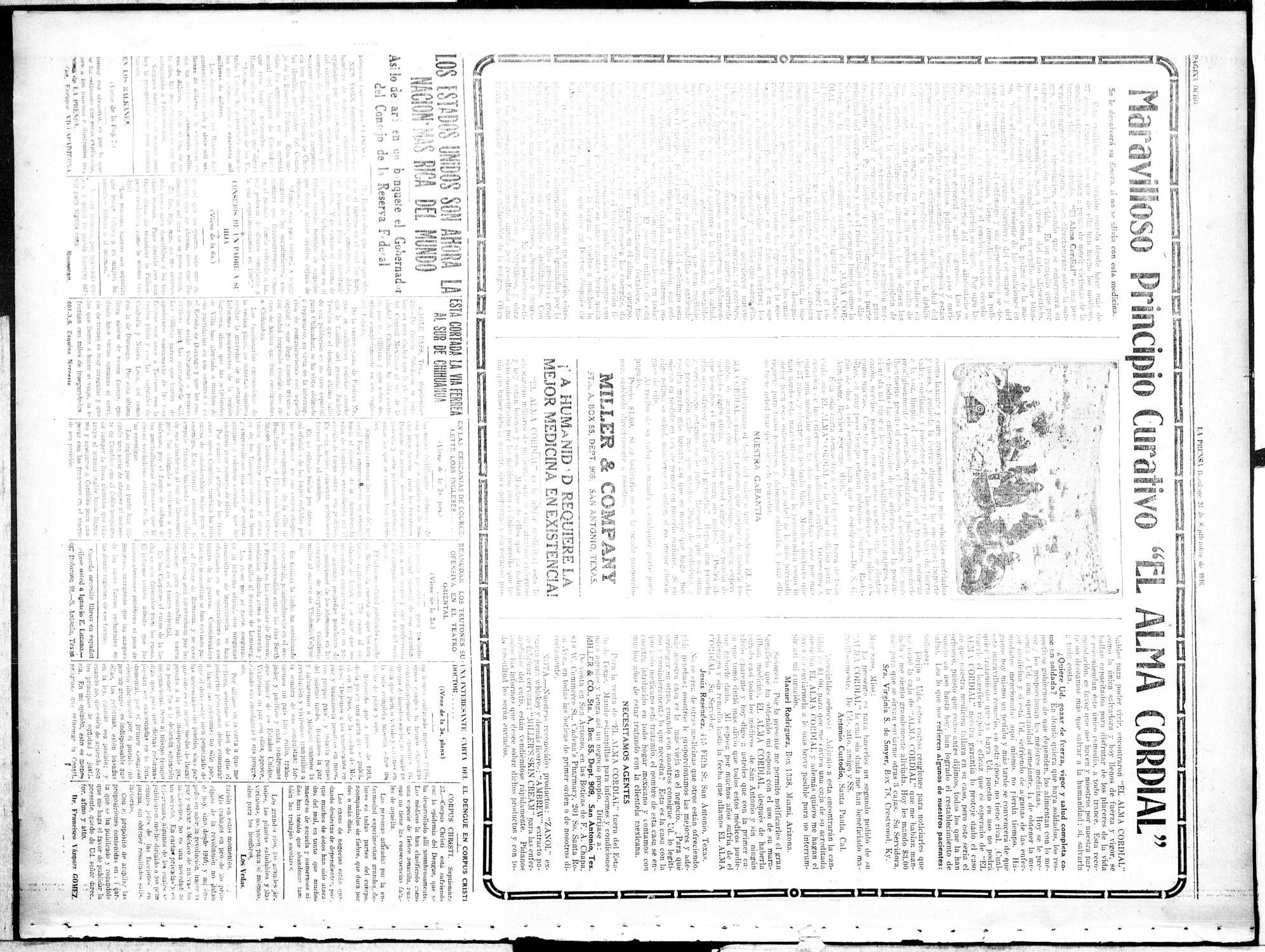 La Prensa (San Antonio, Tex.), Vol. 4, No. 681, Ed. 1 Sunday, September 24, 1916
                                                
                                                    [Sequence #]: 8 of 8
                                                