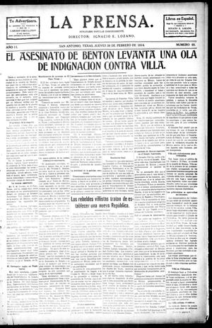 La Prensa. (San Antonio, Tex.), Vol. 2, No. 55, Ed. 1 Thursday, February 26, 1914