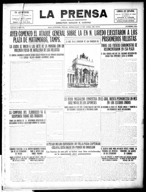 Primary view of object titled 'La Prensa (San Antonio, Tex.), Vol. 3, No. 158, Ed. 1 Wednesday, April 14, 1915'.