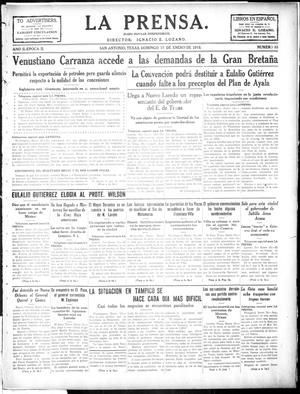 La Prensa. (San Antonio, Tex.), Vol. 2, No. 85, Ed. 1 Sunday, January 17, 1915