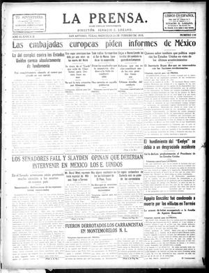 La Prensa. (San Antonio, Tex.), Vol. 3, No. 116, Ed. 1 Wednesday, February 24, 1915