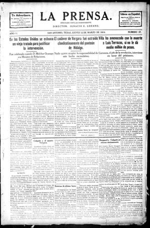 La Prensa. (San Antonio, Tex.), Vol. 2, No. 57, Ed. 1 Thursday, March 12, 1914