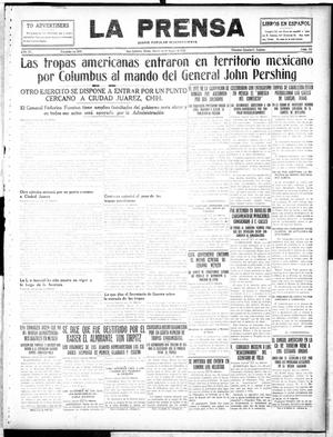 Primary view of object titled 'La Prensa (San Antonio, Tex.), Vol. 4, No. 491, Ed. 1 Thursday, March 16, 1916'.