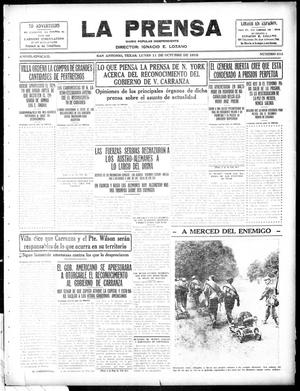 Primary view of object titled 'La Prensa (San Antonio, Tex.), Vol. 3, No. 336, Ed. 1 Monday, October 11, 1915'.