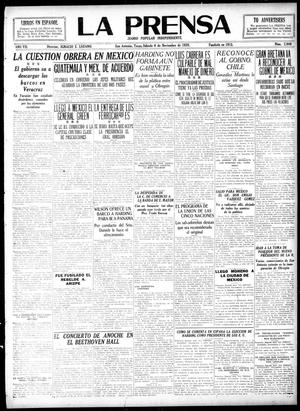Primary view of object titled 'La Prensa (San Antonio, Tex.), Vol. 7, No. 2,040, Ed. 1 Saturday, November 6, 1920'.