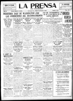 La Prensa (San Antonio, Tex.), Vol. 7, No. 2,061, Ed. 1 Saturday, November 27, 1920