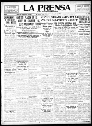 Primary view of object titled 'La Prensa (San Antonio, Tex.), Vol. 10, No. 203, Ed. 1 Wednesday, September 6, 1922'.
