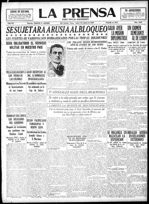 La Prensa (San Antonio, Tex.), Vol. 7, No. 1950, Ed. 1 Monday, August 9, 1920
