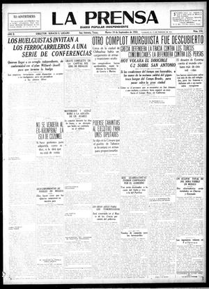 Primary view of object titled 'La Prensa (San Antonio, Tex.), Vol. 10, No. 216, Ed. 1 Tuesday, September 19, 1922'.