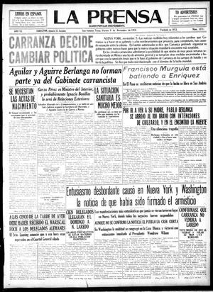 La Prensa (San Antonio, Tex.), Vol. 6, No. 1371, Ed. 1 Friday, November 8, 1918