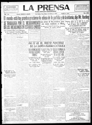 La Prensa (San Antonio, Tex.), Vol. 8, No. 2,480, Ed. 1 Tuesday, February 7, 1922