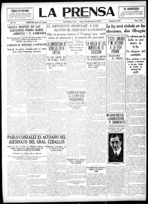 Primary view of object titled 'La Prensa (San Antonio, Tex.), Vol. 6, No. 1729, Ed. 1 Tuesday, November 4, 1919'.