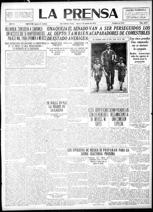 Primary view of object titled 'La Prensa (San Antonio, Tex.), Vol. 6, No. 1641, Ed. 1 Thursday, August 7, 1919'.