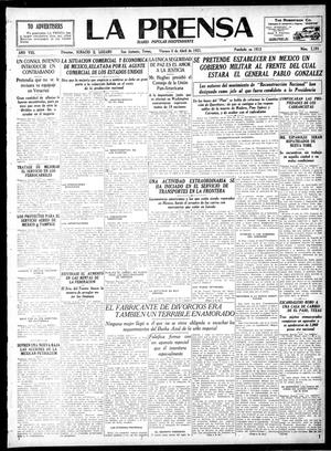 Primary view of object titled 'La Prensa (San Antonio, Tex.), Vol. 8, No. 2,191, Ed. 1 Friday, April 8, 1921'.