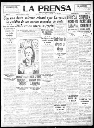 Primary view of object titled 'La Prensa (San Antonio, Tex.), Vol. 6, No. 1383, Ed. 1 Wednesday, November 20, 1918'.