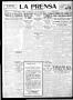 Thumbnail image of item number 1 in: 'La Prensa (San Antonio, Tex.), Vol. 8, No. 2,267, Ed. 1 Thursday, June 23, 1921'.