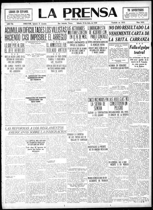 Primary view of object titled 'La Prensa (San Antonio, Tex.), Vol. 7, No. 1923, Ed. 1 Saturday, July 10, 1920'.