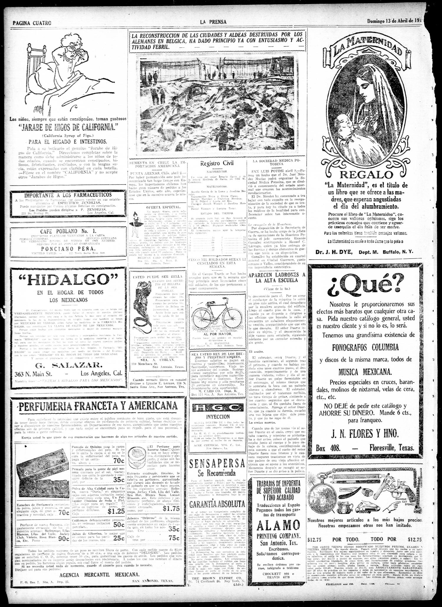La Prensa San Antonio Tex Vol 6 No 1526 Ed 1 Sunday April 13 1919 Page 4 Of 8 The Portal To Texas History