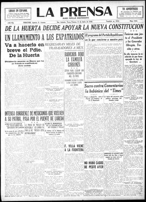 Primary view of object titled 'La Prensa (San Antonio, Tex.), Vol. 7, No. 1895, Ed. 1 Friday, June 11, 1920'.