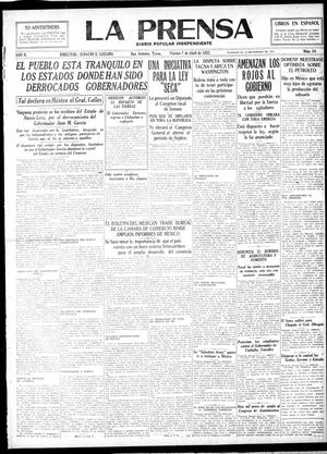 La Prensa (San Antonio, Tex.), Vol. 10, No. 54, Ed. 1 Friday, April 7, 1922