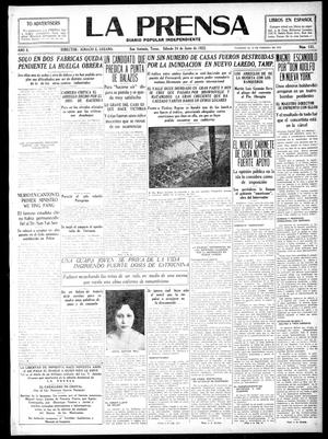 Primary view of object titled 'La Prensa (San Antonio, Tex.), Vol. 10, No. 131, Ed. 1 Saturday, June 24, 1922'.