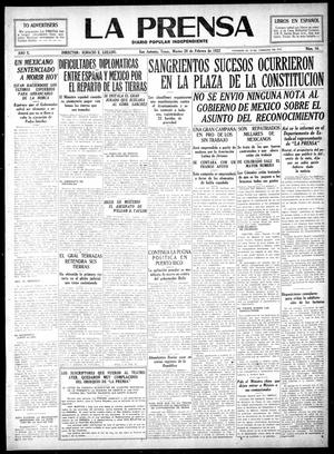 Primary view of object titled 'La Prensa (San Antonio, Tex.), Vol. 10, No. 16, Ed. 1 Tuesday, February 28, 1922'.
