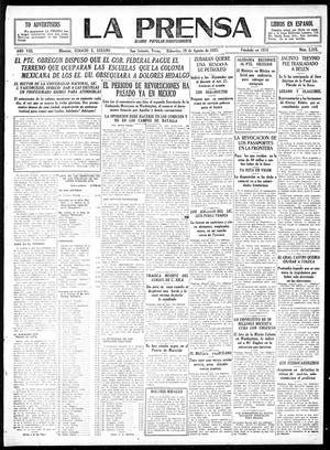 Primary view of object titled 'La Prensa (San Antonio, Tex.), Vol. 8, No. 2,315, Ed. 1 Wednesday, August 10, 1921'.