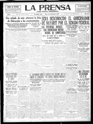 Primary view of object titled 'La Prensa (San Antonio, Tex.), Vol. 10, No. 314, Ed. 1 Tuesday, December 26, 1922'.