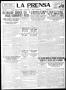 Thumbnail image of item number 1 in: 'La Prensa (San Antonio, Tex.), Vol. 8, No. 2,196, Ed. 1 Wednesday, April 13, 1921'.