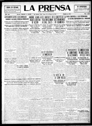 Primary view of object titled 'La Prensa (San Antonio, Tex.), Vol. 8, No. 2,145, Ed. 1 Monday, February 21, 1921'.