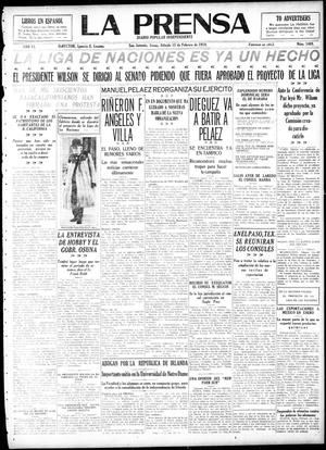 La Prensa (San Antonio, Tex.), Vol. 6, No. 1469, Ed. 1 Saturday, February 15, 1919