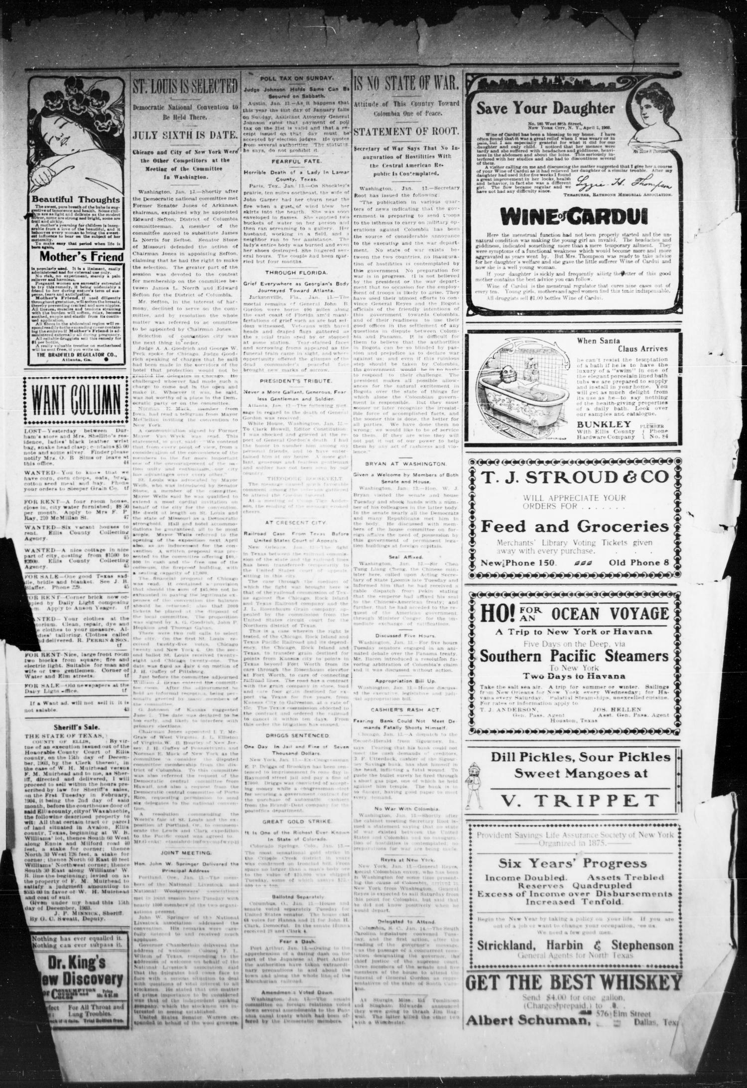 The Waxahachie Daily Light (Waxahachie, Tex.), Vol. 11, No. 244, Ed. 1 Wednesday, January 13, 1904
                                                
                                                    [Sequence #]: 3 of 4
                                                