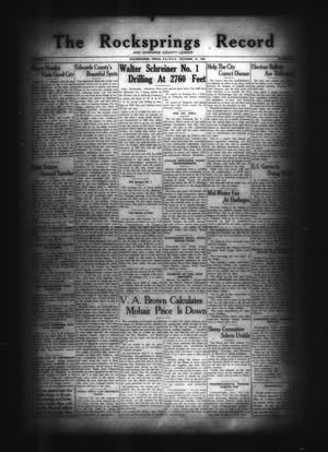 Primary view of object titled 'The Rocksprings Record and Edwards County Leader (Rocksprings, Tex.), Vol. 10, No. 45, Ed. 1 Friday, October 19, 1928'.