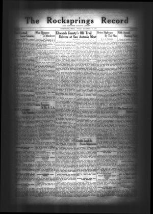 The Rocksprings Record and Edwards County Leader (Rocksprings, Tex.), Vol. 10, No. 51, Ed. 1 Friday, November 30, 1928