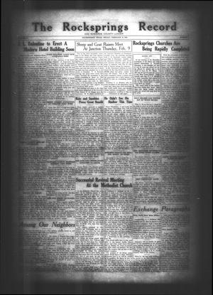 The Rocksprings Record and Edwards County Leader (Rocksprings, Tex.), Vol. 10, No. 9, Ed. 1 Friday, February 10, 1928