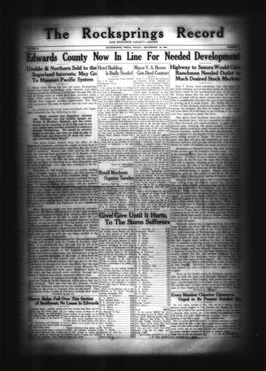 The Rocksprings Record and Edwards County Leader (Rocksprings, Tex.), Vol. 10, No. 42, Ed. 1 Friday, September 28, 1928