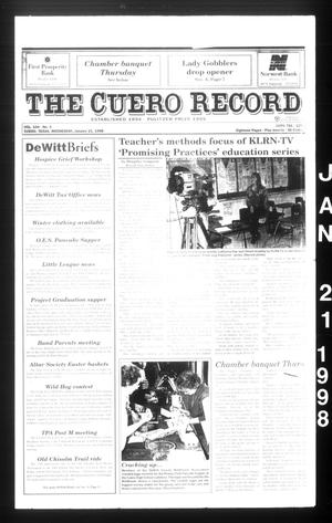 Primary view of object titled 'The Cuero Record (Cuero, Tex.), Vol. 104, No. 3, Ed. 1 Wednesday, January 21, 1998'.