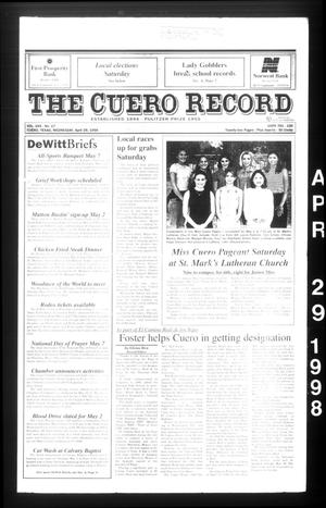 Primary view of object titled 'The Cuero Record (Cuero, Tex.), Vol. 104, No. 17, Ed. 1 Wednesday, April 29, 1998'.