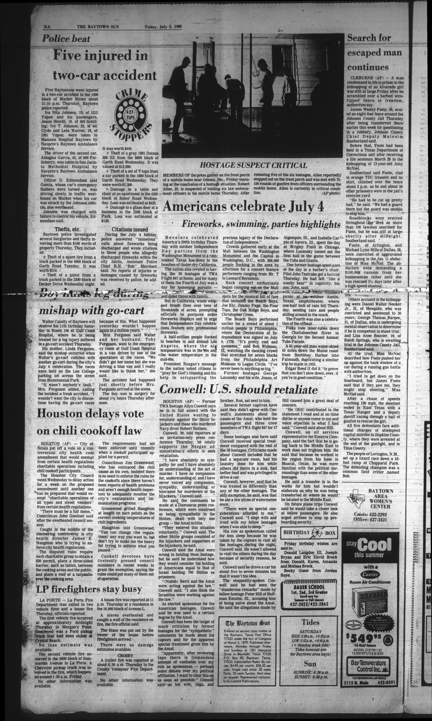 The Baytown Sun (Baytown, Tex.), Vol. 63, No. 211, Ed. 1 Friday, July 5, 1985
                                                
                                                    [Sequence #]: 2 of 24
                                                
