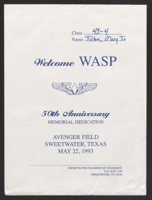 [WASP 50th Anniversary Welcome Packet]