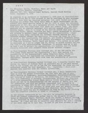 [Letter from Lillian Roberts to Directors Deaton, Nicholas, Wyall, and Haydu, Sept. 4, 1979]