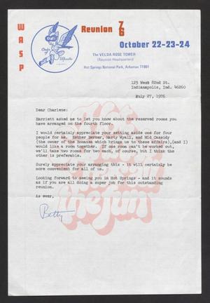 Primary view of object titled '[Letter from Betty to Charlyne, July 27, 1976]'.