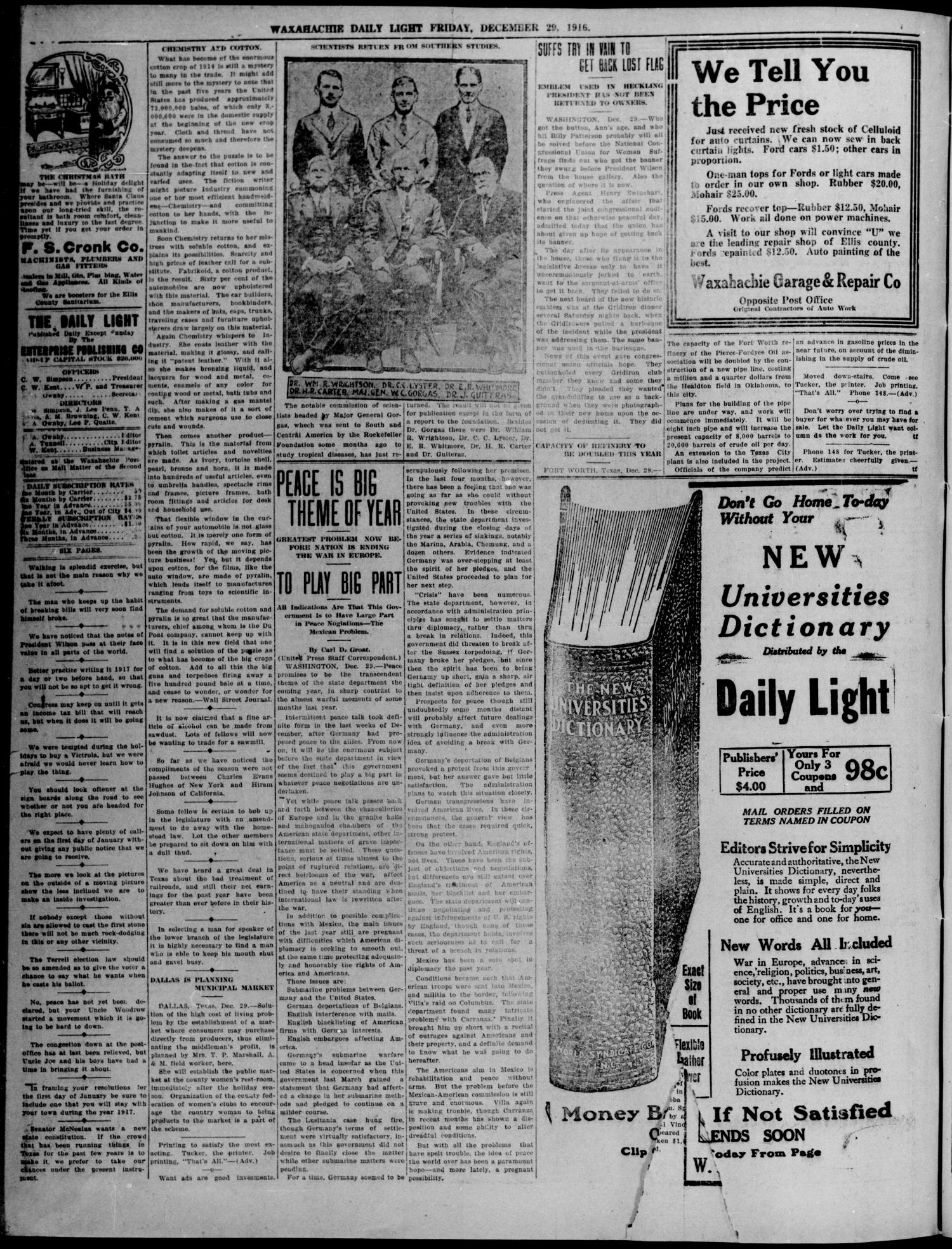 Waxahachie Daily Light (Waxahachie, Tex.), Vol. 24, No. 240, Ed. 1 Friday, December 29, 1916
                                                
                                                    [Sequence #]: 4 of 6
                                                
